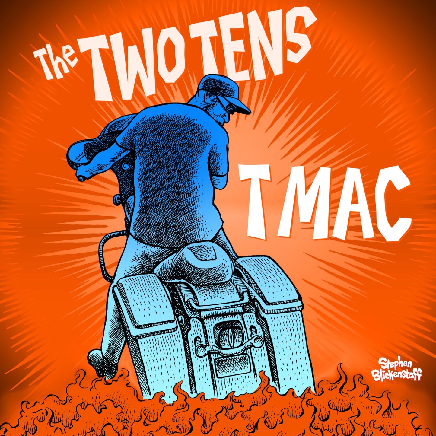 Album cover for The Two Tens, featuring a blue figure on a speaker.