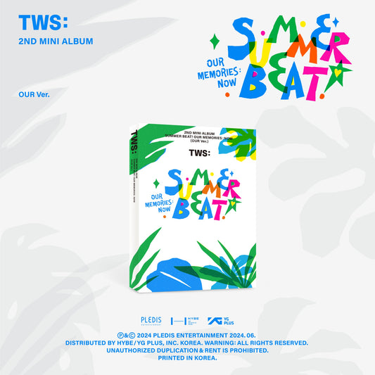 TWS “SUMMER BEAT!” CD cover with colorful text and floral graphics.