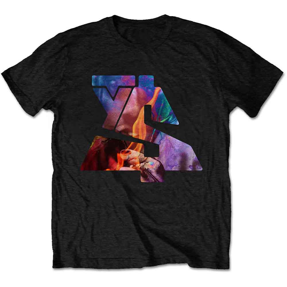 Black t-shirt with a colorful, fractured "TY$" logo design.