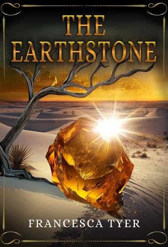 Book cover featuring a glowing crystal and a barren, desert landscape.