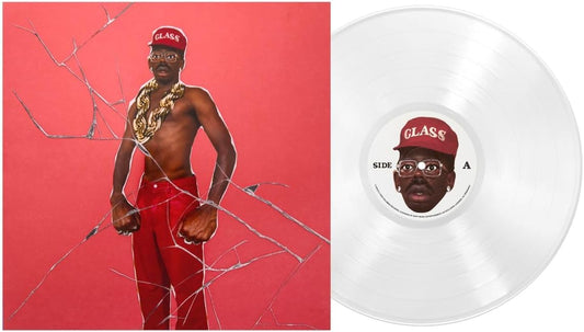 Tyler, The Creator album cover and clear vinyl record with face graphic.