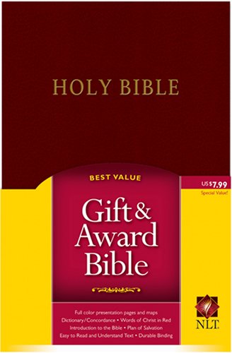 Burgundy Bible with gold lettering reading “HOLY BIBLE” and “Gift & Award.”