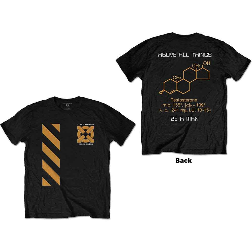 Black Type O Negative t-shirt with band logo and diagonal stripes.