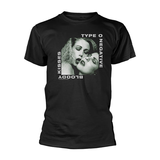 Black t-shirt with a graphic of two women kissing, text "TYPE O NEGATIVE".