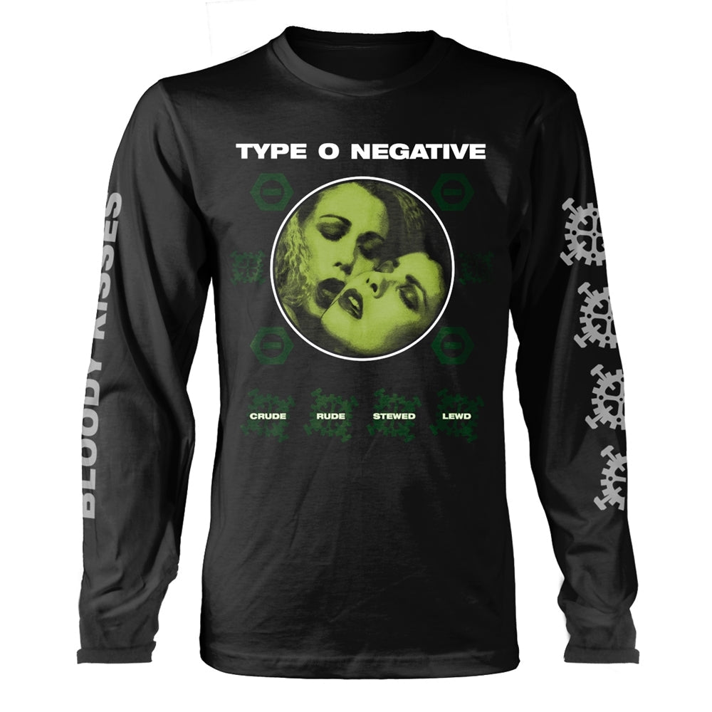 Black long-sleeve shirt with a green and black Type O Negative design.