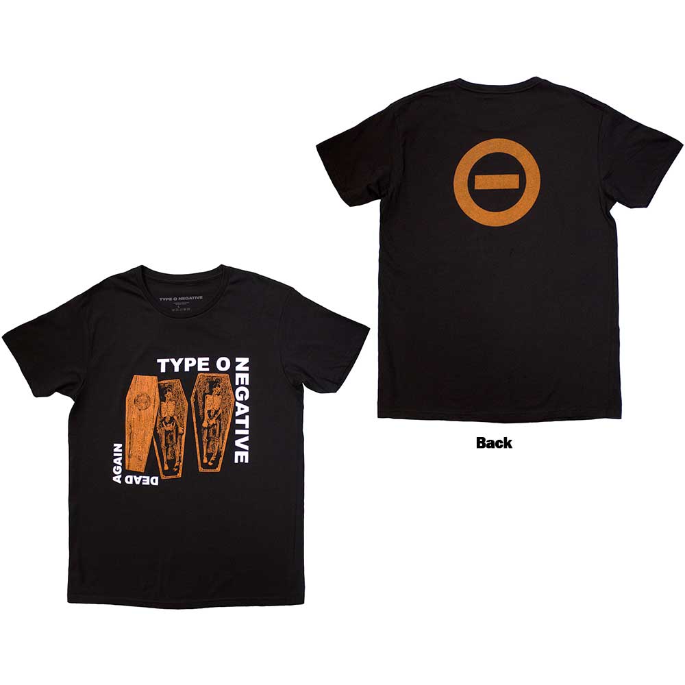 Black t-shirt with white “Type O Negative” and “Dead Again” back print, small size.