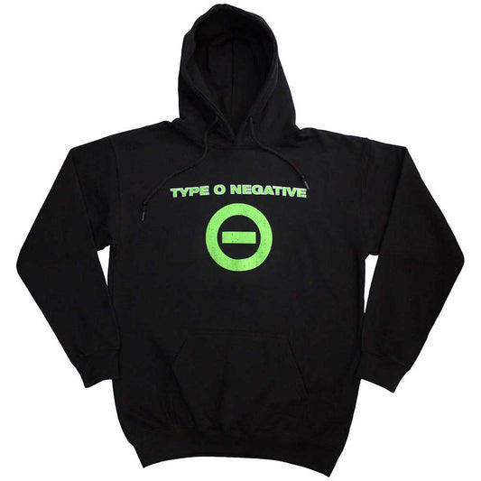 Dark hoodie with a pink donut graphic, Type O Negative band logo.