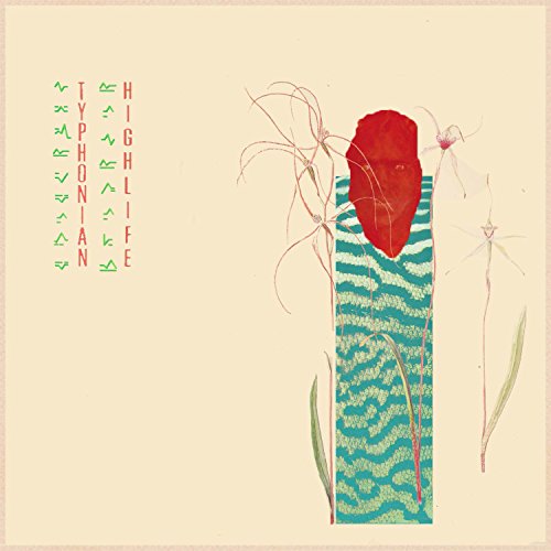 Vinyl cover art featuring a red face above a teal patterned column and flowers.