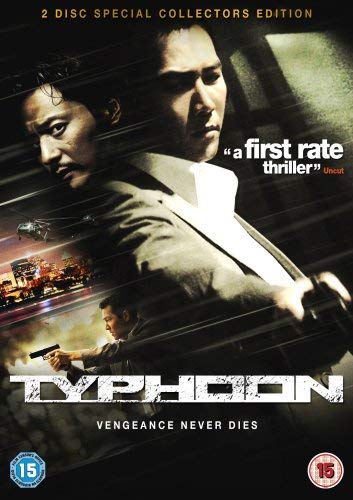 DVD cover for "Typhoon" featuring two Asian men and action scenes.