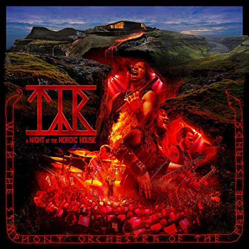 CD cover: band Tyr performing with an orchestra, dramatic landscape.