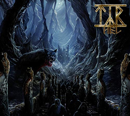 Dark fantasy album cover featuring a wolf, castle, and stone figures.