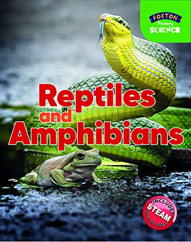Book cover featuring a yellow snake and green frog, reptiles and amphibians.