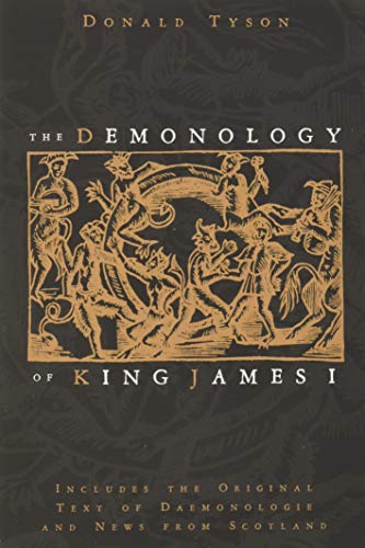 Book cover: "The Demonology of King James" with demonic figures illustration.