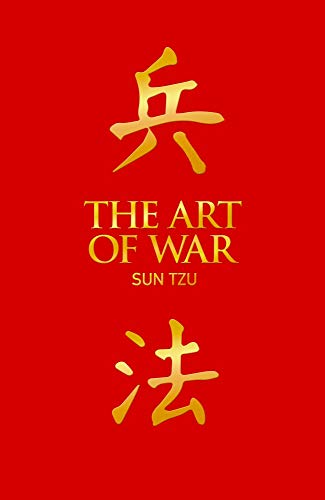 Book cover of The Art of War by Sun Tzu with gold Chinese characters.
