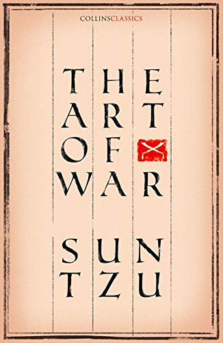 Book cover of The Art of War by Sun Tzu with black text on beige.