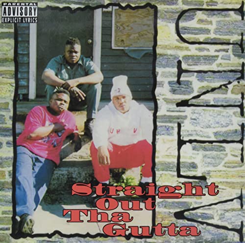 Album cover for U.N.L.V.’s “Straight Out Tha Gutta” featuring three men.