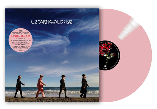 U2 “Carnaval De Luz” rose pink vinyl LP record cover and disc.
