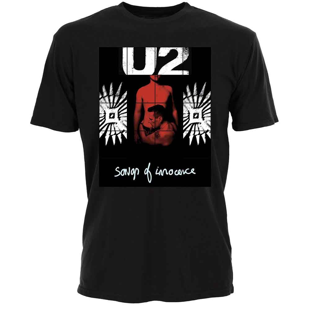 Red U2 t-shirt, size X-Large, featuring “Songs of Innocence” branding.