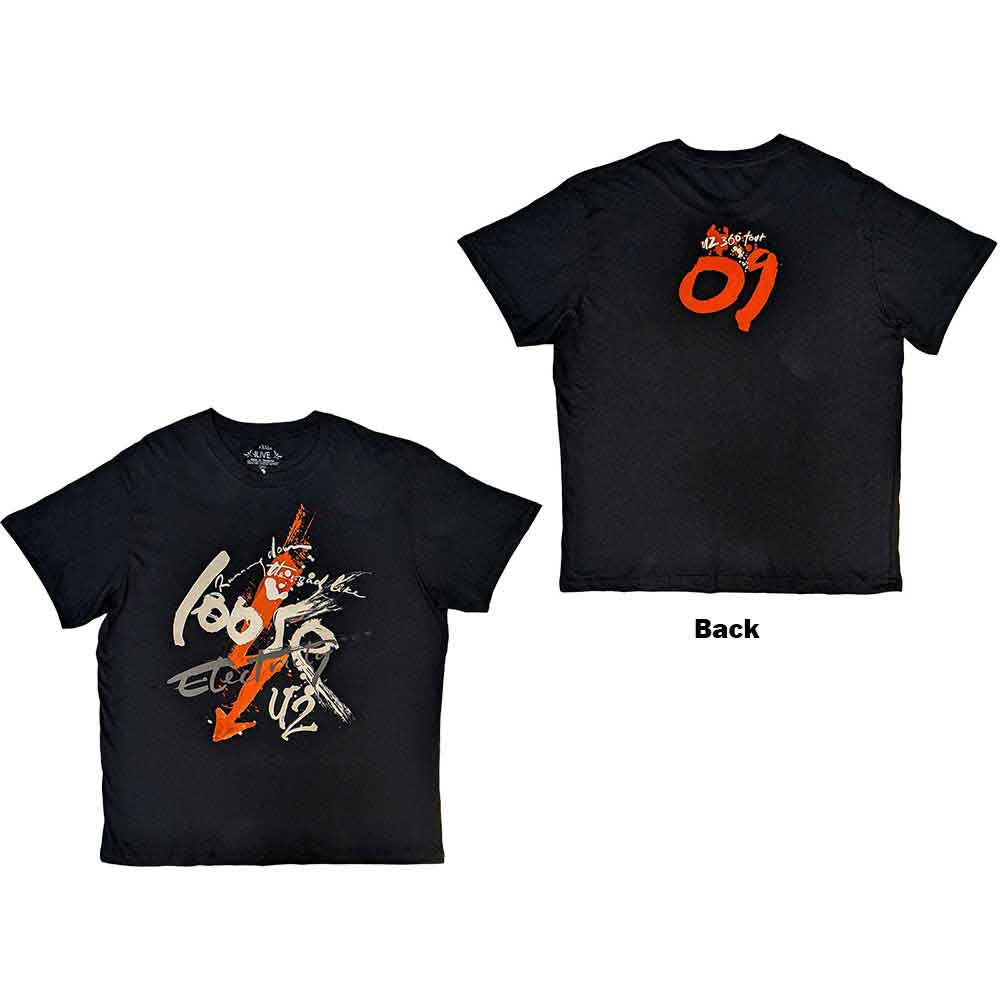 Black unisex XX-Large U2 360 Degree Tour 2009 t-shirt with graphic print.
