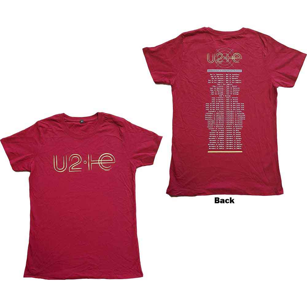Black U2 tour t-shirt, small size, with back print of 2015 tour dates.