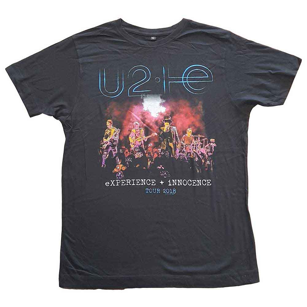 Black U2 t-shirt with 2018 tour imagery and band logo.
