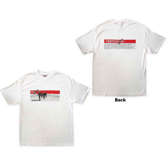 Black U2 t-shirt with 2005 Vertigo tour band photo on the back.