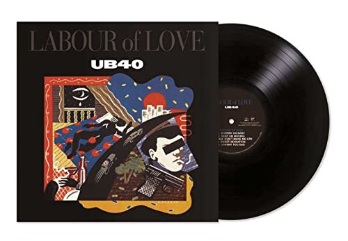 Vinyl record and cover for UB40's Labour of Love featuring surrealist collage art.