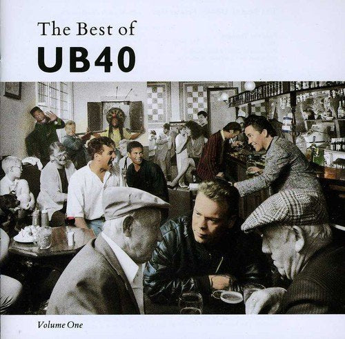 "Album cover with a vintage photo of people in a crowded pub."