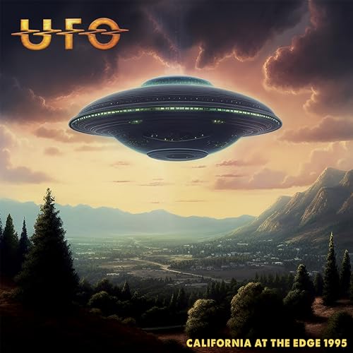 UFO album cover: a silver UFO over a California landscape.