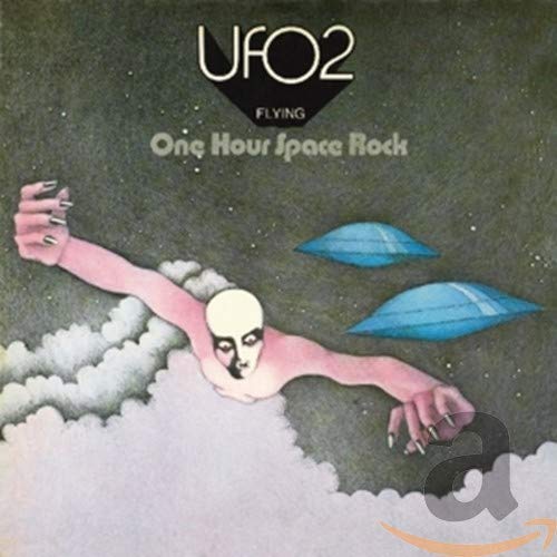 Album cover: UFO2, "One Hour Space Rock," featuring alien and UFOs.