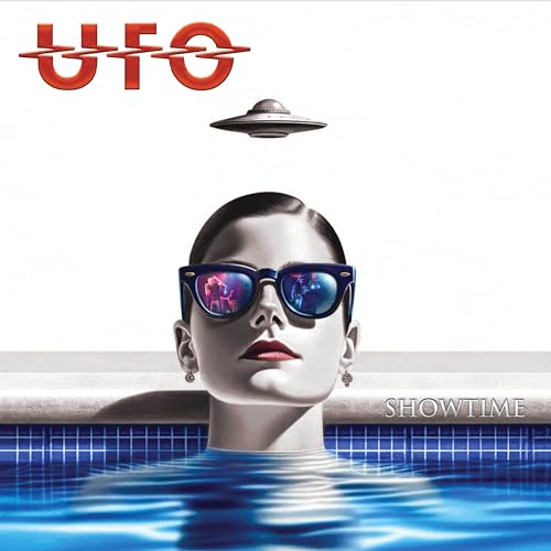 UFO “Showtime” CD cover: woman in pool with UFO reflection.