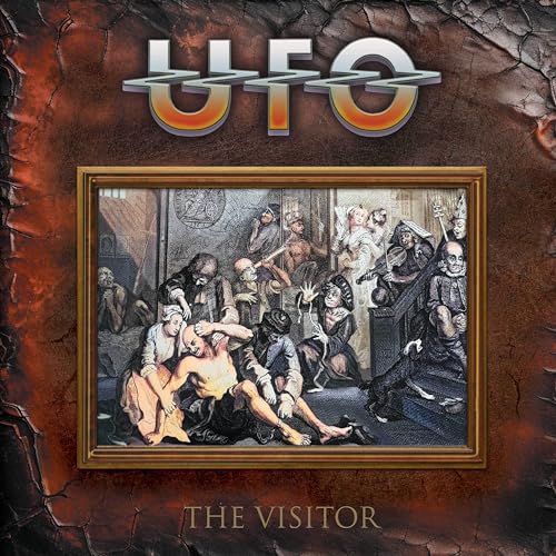 UFO album cover, "The Visitor," featuring a framed, dark historical scene.