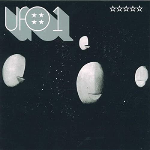 UFO album cover: dark space scene with white UFO shapes and text.