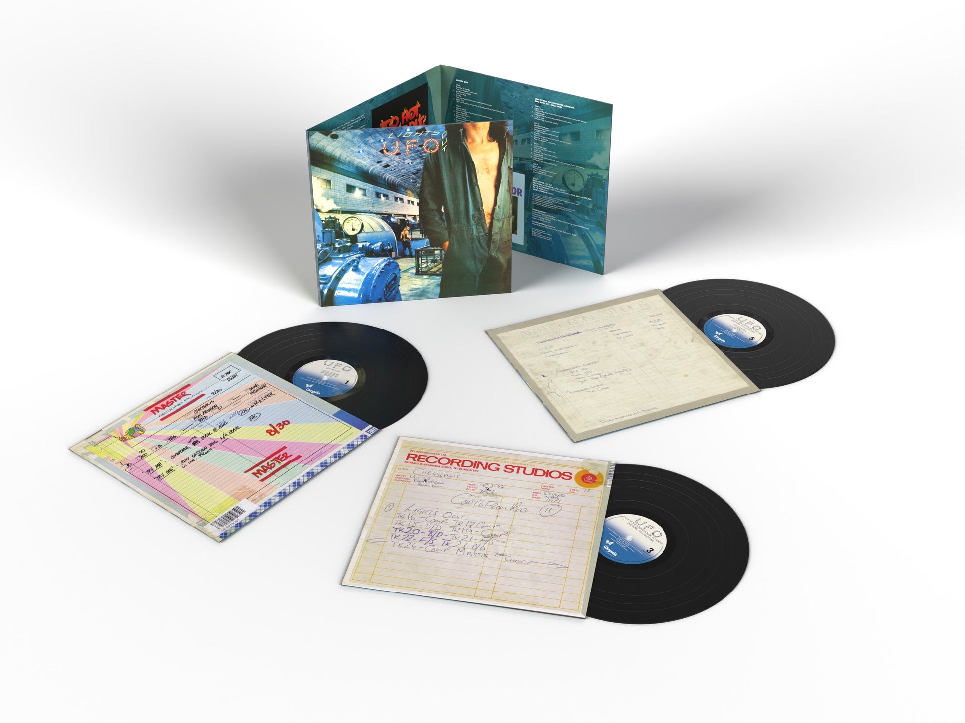 UFO “Lights Out” vinyl record set with gatefold and inner sleeves.