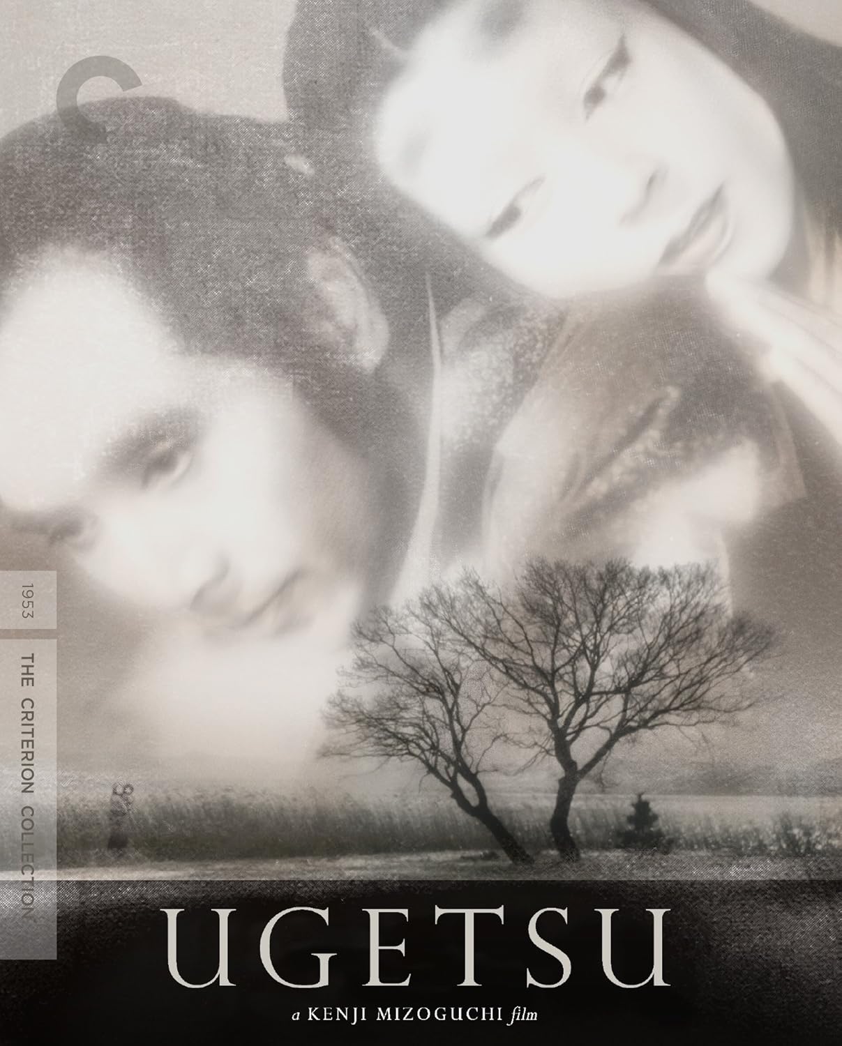 Ugetsu 4K Blu-ray cover featuring a ghostly woman and barren landscape.