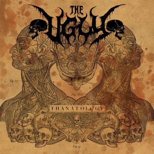 CD cover for "The Ugly" - "Thanatology" featuring anatomical illustrations and skulls.