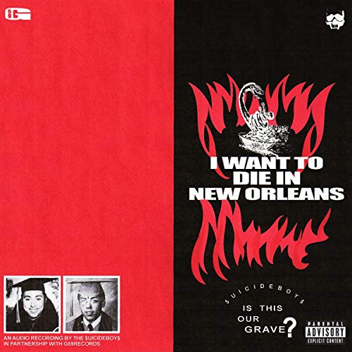 Album cover for $uicideboy$’s “I Want To Die In New Orleans,” red and black.