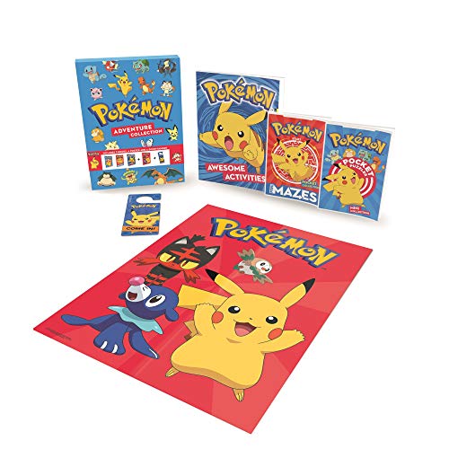 Pokémon Adventure Collection box set with books, stickers, and a playmat.