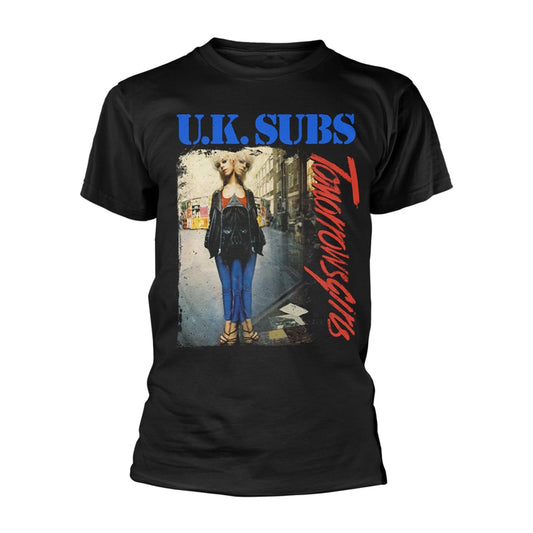 Black t-shirt with album art featuring two women and band logo.
