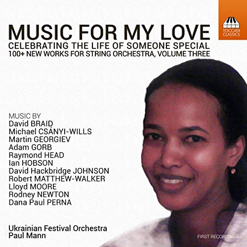CD cover featuring a portrait of a man and text about string orchestra music.