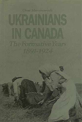 Book cover, "Ukrainians in Canada," showing farmers working in a field.