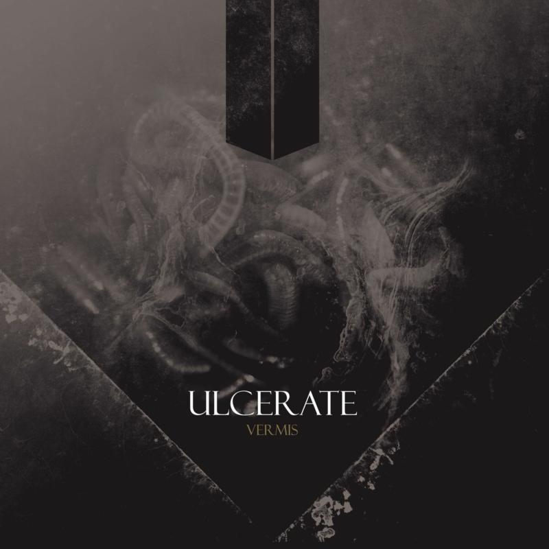 Dark, monochromatic album cover showing tangled worms beneath a black geometric pillar and text.