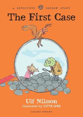 Book cover: detective Gordon, a mouse, and a fox viewed through a magnifying glass.