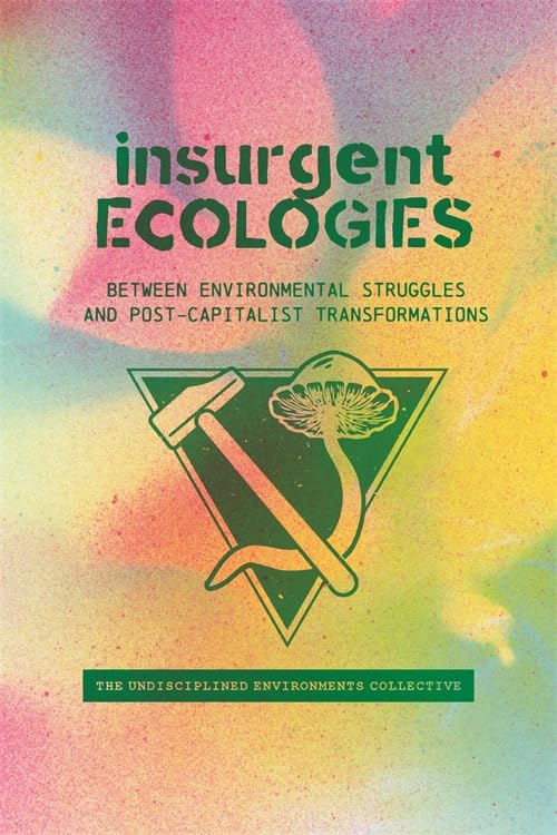 Book cover with bold text, a pickaxe, mushroom, and triangular design.