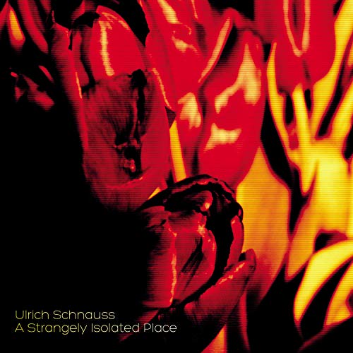 Red floral abstract album cover for Ulrich Schnauss’ “A Strangely Isolated Place.”
