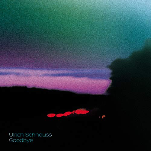 Album cover for Ulrich Schnauss’ “Goodbye” with blurred red and purple tones.