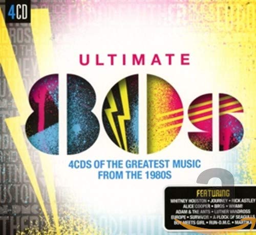 Four-CD set, “Ultimate 80s,” with colorful, geometric 80s-style cover art.