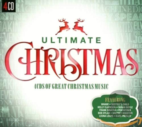 CD cover for Ultimate Christmas featuring red text and two red reindeer silhouettes.