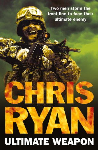 Book cover: soldier in camouflage gear holding a rifle, fiery text.