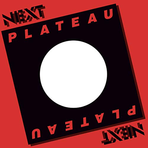Vinyl record sleeve with a black background and red text, featuring a vinyl record.